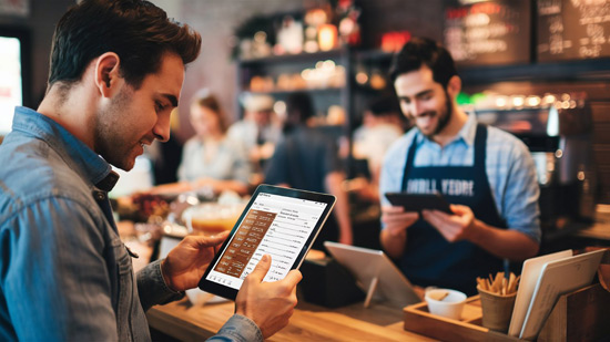 Barista using mobile POS